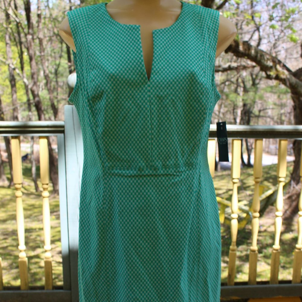 NWT Chaps Sleeveless Dress Jungle White  Sz 16 Nice Summer Shift Style Dress